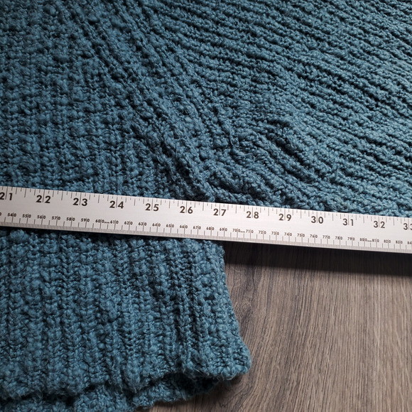Free People Sweater Large Blue Cropped Chunky Knit Beach Oversized Slouchy - Picture 4 of 9